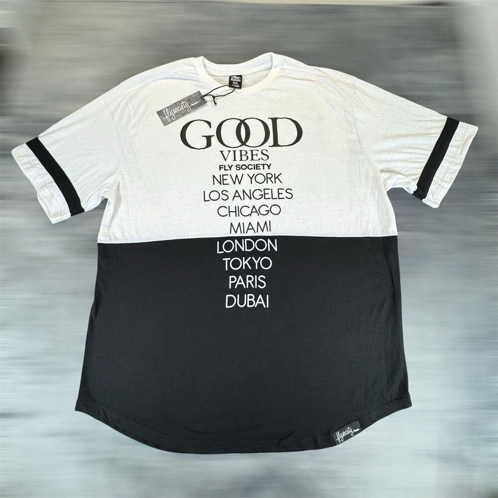FLY SOCIETY Sz 4XL Good Vibes CITY LA NY Chicago Miami London Tokyo Paris Dubai